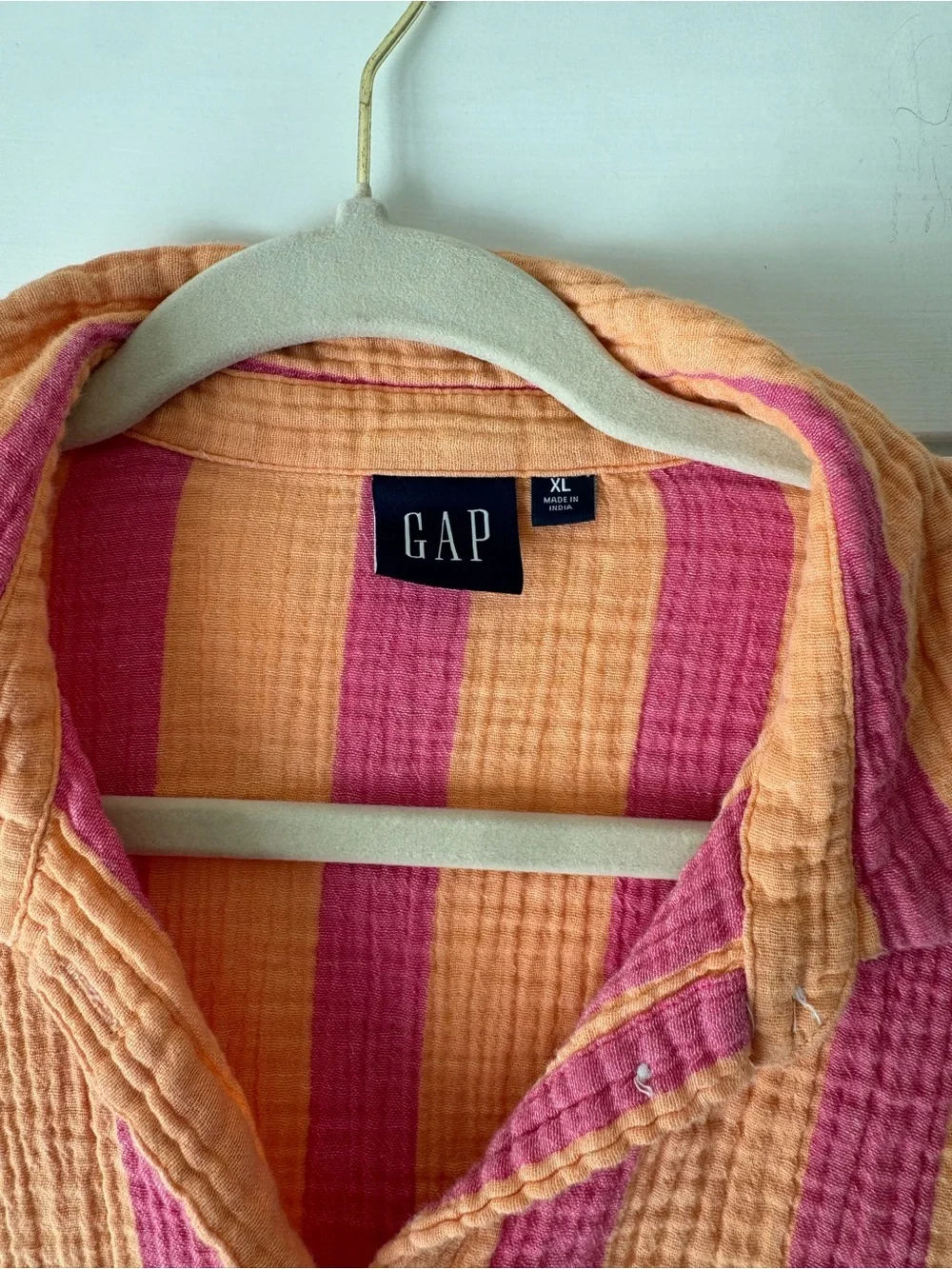 GAP Striped Short-Sleeve Button Front Top - Pink & Orange 100% cotton! - Picture 4 of 4